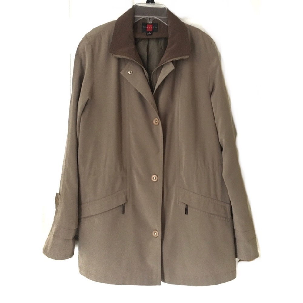 Gallery Raincoat A-Lined Jacket Size S Khaki women’s long sleeve